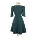 Elliatt Casual Dress - A-Line: Teal Solid Dresses - Women's Size X-Small