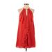 BCBGMAXAZRIA Cocktail Dress - A-Line Halter Sleeveless: Red Print Dresses - Women's Size 2X-Small