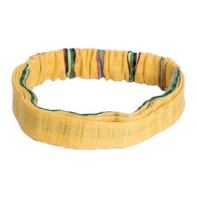 Goldenrod Wish,'Handcrafted Yellow Cotton Headband with Vibrant Stripes'