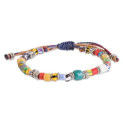 World Citizens,'Handcrafted Multicolor Glass Beaded Bracelet from Guatemala'