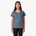 Dickies Women's V-Neck T-Shirt - Coronet Blue Size XS (FS306)