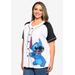 Plus Size Women's Disney Stitch Baseball Jersey Button Down Shirt by Disney in White (Size 4X (26-28))