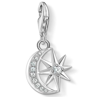 Charm-Einhänger THOMAS SABO "Stern & Mond, 1794-051-14", bunt (silberfarben, weiß, weiß), Charms, Damen, Silber 925 (Sterlingsilber), mit Zirkonia (synth.) Image