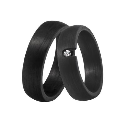 Trauring DOOSTI "Schmuck Geschenk CARBON Trauring Ehering Partnerring LIEBE" Gr. 54, schwarz, Fingerringe, 54, ohne Zirkonia, Carbon, 6mm, wahlweise mit oder ohne Zirkonia Image