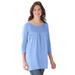 Plus Size Women's Three-Quarter Sleeve Smocked Tunic by Woman Within in French Blue (Size 38/40)