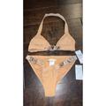 Michael Kors Swim | Nwt $340 Rare Michael Kors Mk Tan Reptile Snake Print Bikini Swimsuit Set Size 6 | Color: Gold/Tan | Size: 6