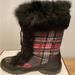 Coach Shoes | Coach Jennie Front Laced Black & Red Tartan W/Black Fur Lined Mid Calf Boots 7 | Color: Black/Red | Size: 7