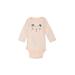 Gerber Long Sleeve Onesie: Tan Jacquard Bottoms - Size 0-3 Month