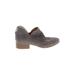 Kenneth Cole REACTION Heels: Slip On Chunky Heel Bohemian Gray Solid Shoes - Women's Size 7 - Round Toe