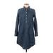 J.Crew Factory Store Casual Dress - Shirtdress: Blue Dresses - Women's Size X-Small