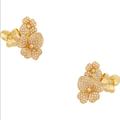 Kate Spade Jewelry | Kate Spade Gold Precious Pansy Pave Cluster Stud Earrings $68 | Color: Gold | Size: Os