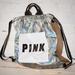 Pink Victoria's Secret Bags | New Victoria’s Secret Pink Logo Drawstring Backpack | Color: Silver | Size: Os