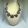 J. Crew Jewelry | J. Crew Jeweled Crystal Cluster Necklace Chunky Statement Party. | Color: Gold/White | Size: Os