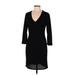 Trina Turk Casual Dress - Sheath Plunge 3/4 sleeves: Black Print Dresses - Women's Size Medium