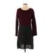 Peruvian Connection Casual Dress - Sweater Dress: Burgundy Marled Dresses - Women's Size Small