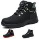 Gainsera Steel Toe Cap Boots Men Women Waterproof Safety Boots Lightweight Non-Slip Safety Work Shoes, Black 9UK 43EU 265