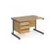 Contract 25 800 mm Deep Straight Desk with Fixed 3 Drawer Pedestal and Graphite Cantilever Leg, Oak, 120 x 80 cm