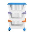 𝐒𝐞𝐭 𝐨𝐟 𝟒 - 3 Tier Trolley Basket on Wheels (46.5 x 37.5 x 70 cm) Vegetable Fruit Snack Pantry Storage Bin | Multipurpose Kitchen Bathroom Stacking Detachable Shelf Basket For Home, Office.