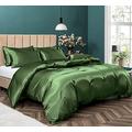 Pothuiny 5 Pieces Satin Duvet Cover California King Size, Luxury Silk Like Sage Green Duvet Cover Bedding Set with Zipper Closure, 1 Duvet Cover + 4 Pillow Cases