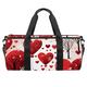 DragonBtu Duffle Bag – Spacious Travel Bag with Laundry Bags, Unisex Weekender Bag -Valentine's Day Hearts Cartoon