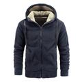 Men'S Fleece Jacket - Long Sleeve Fleece Lining Hooded Jacket Coat Mens Fashion Zip-Up Sweatshirts Men Fall Winter Warm Clothing Men'S Outdoor Jacket,Gray,Xxl
