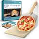 HEFTMAN Pizza Stone and Peel Set - Cordierite Pizza Stone for Oven, Grill, BBQ with Aluminium Pizza Paddle for Perfect Pizza Crust - Baking Stone for Pizza, Bread, Cookies Pizza Oven Accessories