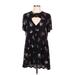 Torrid Casual Dress - A-Line Crew Neck Short sleeves: Black Floral Dresses - Women's Size Large Plus