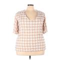 Weekend Suzanne Betro Short Sleeve Top Tan V Neck Tops - Women's Size 2X