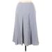 Lewit Casual Midi Skirt Calf Length: Gray Chevron/Herringbone Bottoms - Women's Size 14