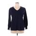 Whisper Knit by Louis Dell'Olio Pullover Sweater: Blue Color Block Tops - Women's Size 1X