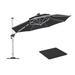 Purple Leaf 132" Solar Powered LED Cantilever Umbrella w/ Steel Plate Base in Gray | 108 H x 132 W x 132 D in | Wayfair WFLRRDT11-GY-TB