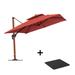 Arlmont & Co. Rejane 9 Feet Double Top Deluxe Square Patio Umbrella w/ Steel Plate Base in Red | 108 H x 108 W x 108 D in | Wayfair