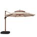 Arlmont & Co. Rikyah 132" Round Large Cantilever Umbrella w/ wheeled Base, Polyester in Brown | 108 H x 132 W x 132 D in | Wayfair