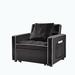 Convertible Chair - Breakwater Bay Yermolayeva 33.85" Wide Tufted Convertible Chair Velvet/Fabric in Black/Brown | Wayfair