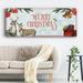 The Holiday Aisle® Merry Christmas On Canvas Textual Art Canvas, Solid Wood in Brown/Green/Red | 8 H x 20 W x 1.5 D in | Wayfair