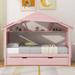 Harper Orchard Salzer Canopy Storage Bed Wood in Pink | 61.1 H x 40.6 W x 78.7 D in | Wayfair 99E9880657E649D7826CF5EB654F50B4