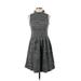 Ganni Casual Dress - A-Line High Neck Sleeveless: Gray Marled Dresses - Women's Size Small