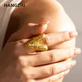 HangZhi-Bague irrégulière grand coeur pour femme bijoux de mariage en acier inoxydable grand