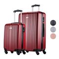 Slazenger Kofferset 2 Teilig - Handgepäck Koffer und Reisekoffer (M + XL) - ABS Trolley Hartschalenkoffer Set mit 360° Rädern - Kombinationsschloss - Rot