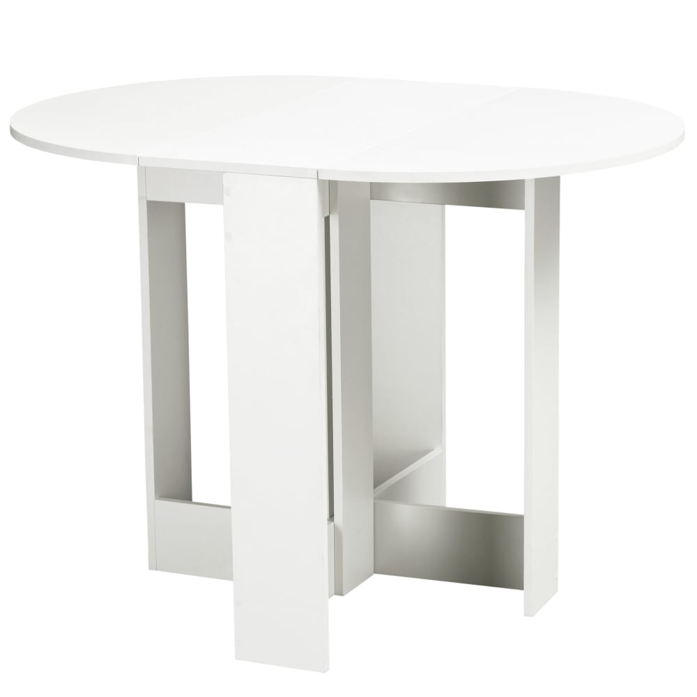 Table ovale pliable de cuisine 2 abattants blanc
