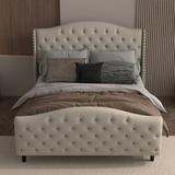 Velvet Double Bed Sponge Double Bed Arched Upholstered Bed Double Bed Modern Bed Velvet Upholstered Bed Off white Queen Bed