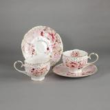 Ceramic Roses / Floral Design Cup & Saucer Set of 2