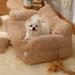 SDJMa Calming Pet Sofa Calming Pet Sofa slicier Calming Dog Bed Fluffy Plush pet Sofa Large Memory Foam pet Orthopedic Dog Bed with Removable Washable Cover (Coffee Medium)