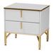 Lilac Modern Glam White Wood and Gold Metal 2-Drawer Nightstand