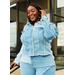 Plus Size Cropped Patchwork Denim Jacket