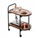 2-Tier Side Table Bar Cart, Mobile Trolley Sofa Side Table with Wheels