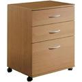 HOOMHIBIU Wood 3 Drawer Lateral Mobile Vertical Filing Cabinet in Natural Maple