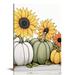 COMIO Rustic Watercolor Sunflower Pumpkin Fall Harvest Maple Leaf Poster Prints for Home Farmhouse Kitchen Living Room Decor Autumn Fall Themed Decorations Prints Wall Art