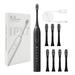 Meitianfacai IPX7 Waterproof Sonic Electric Toothbrush with Intelligent Time Reminder 6 Modes 8 Brush Heads Travel Indoor Outdoor (Black)