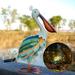 HONGLAND Solar Metal Pelican Garden Statue 3D Glass Outdoor Pelican Yard Art for Porch Patio Easy Assemble-19 inch